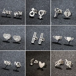 Stainless Steel Earring Gender Symbol For Lover Ear Piercing Stud Earrings Valentine'S Day Jewelry Party Gift Brinco Coracao