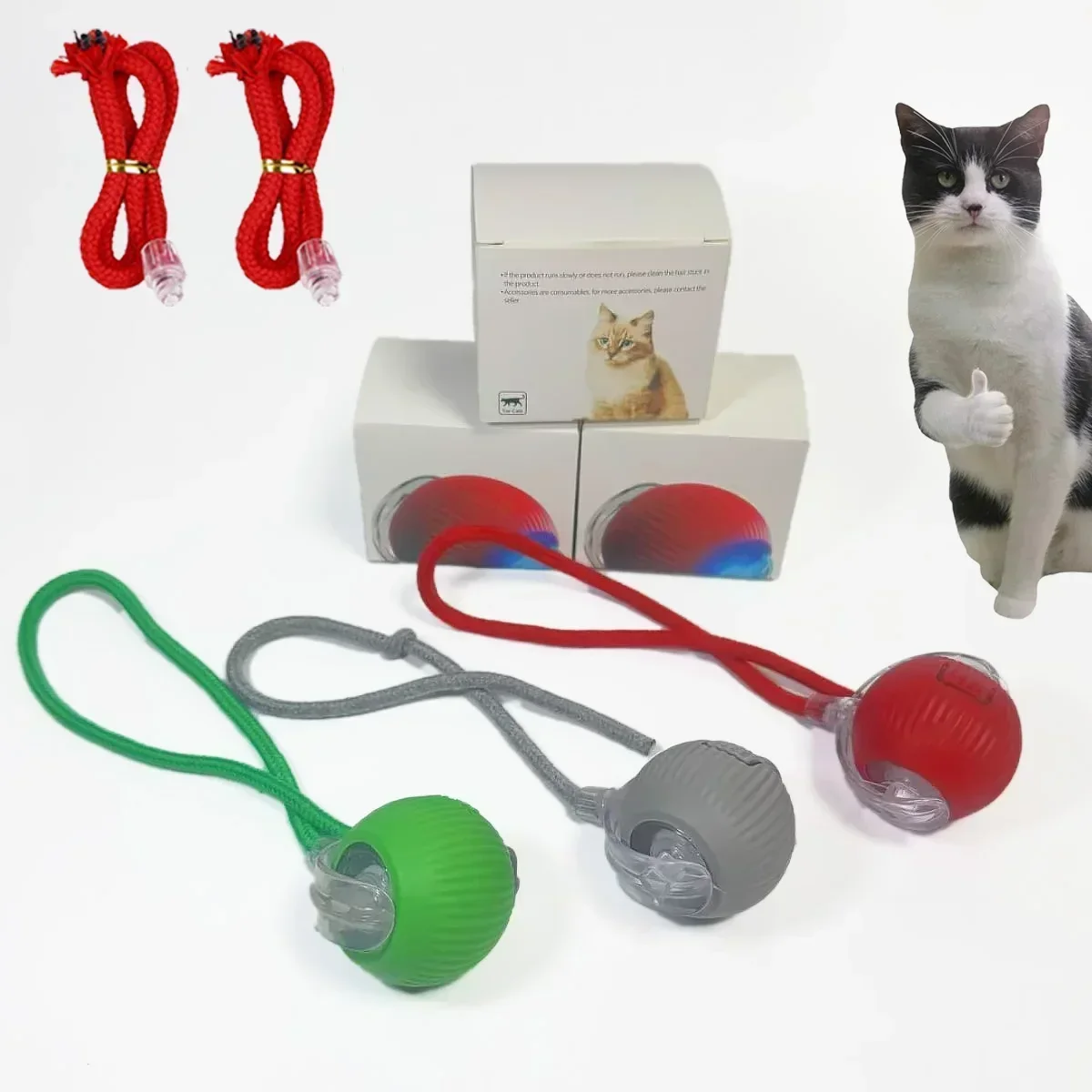 Kat Interactief Bal Speelgoed Automatische Rollende Bal Faux Staart USB Oplaadbaar Smart Huisdier Elektrisch Speelgoed Kat Training 1 ~ 3 stuks