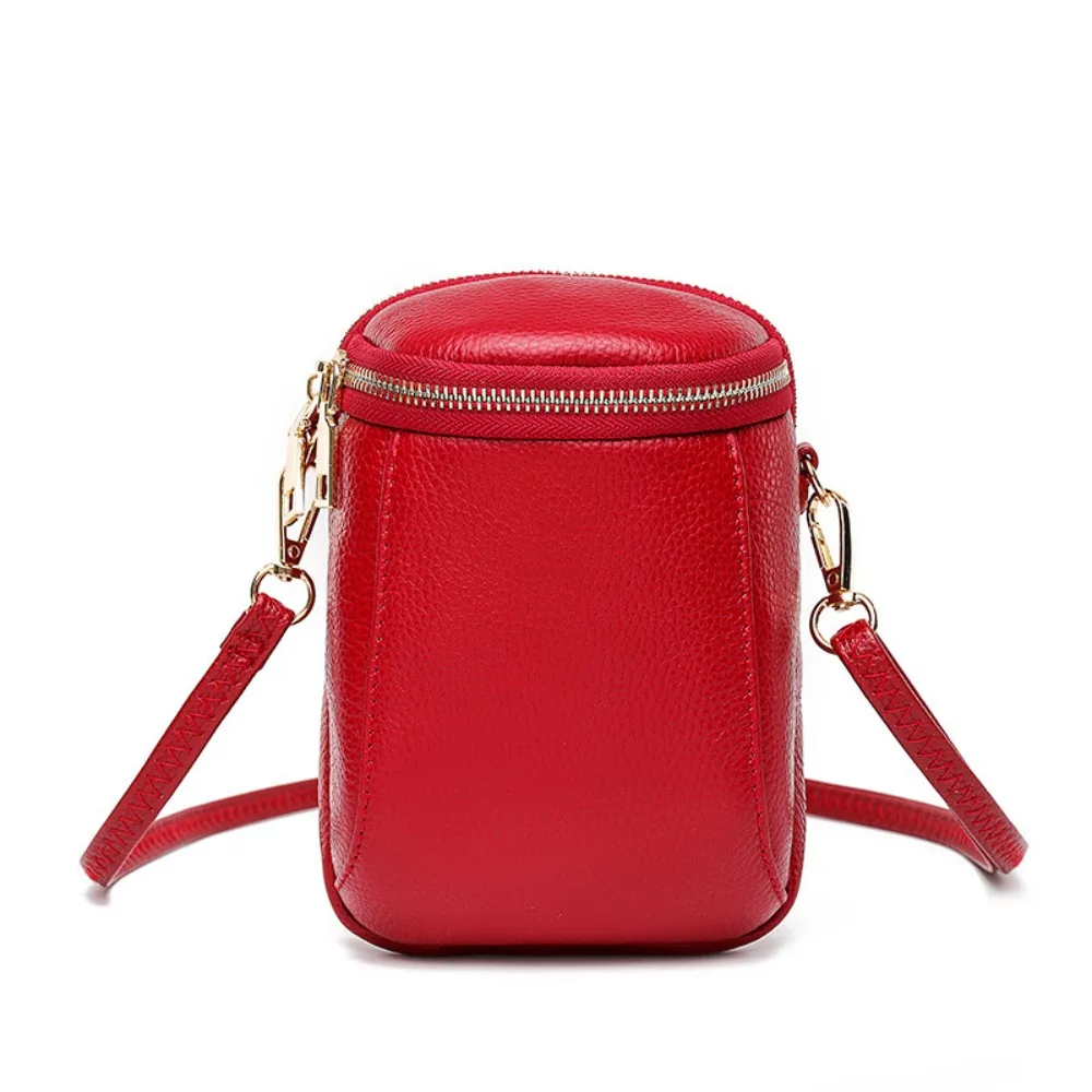 

Fashion PU Leather Cell Phone Bag Lightweight Adjustable Strap Mini Small Crossbody Bag Zipper Soft Coin Purse Women