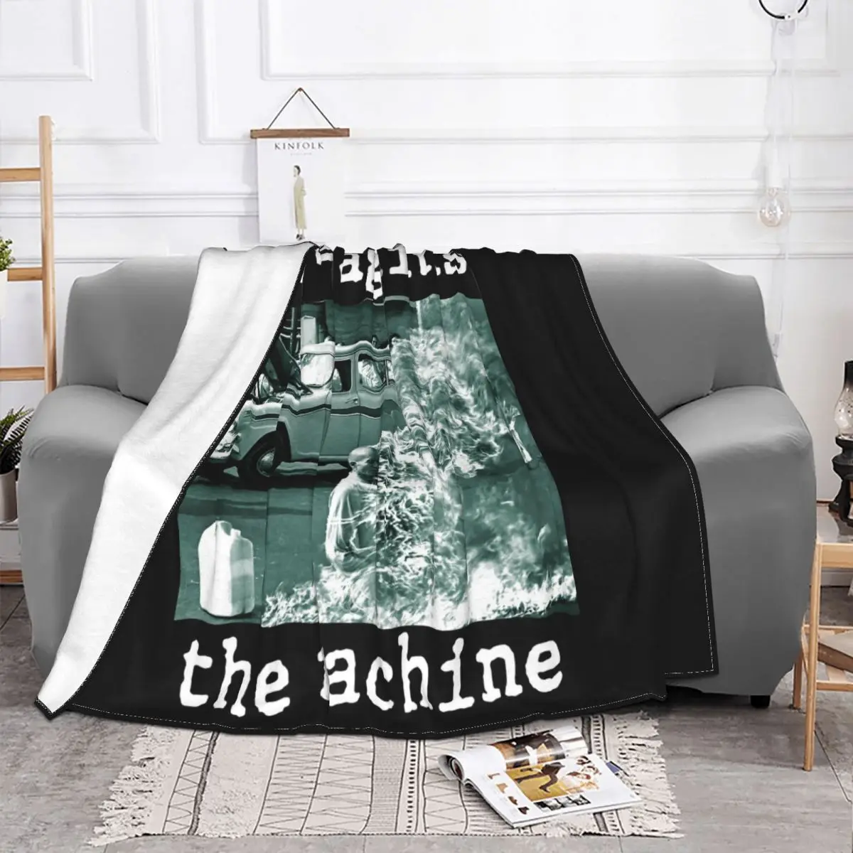 Anger Against The Machine Rage Against The Machine Kills In Monk's Name Burns Throw Blanket