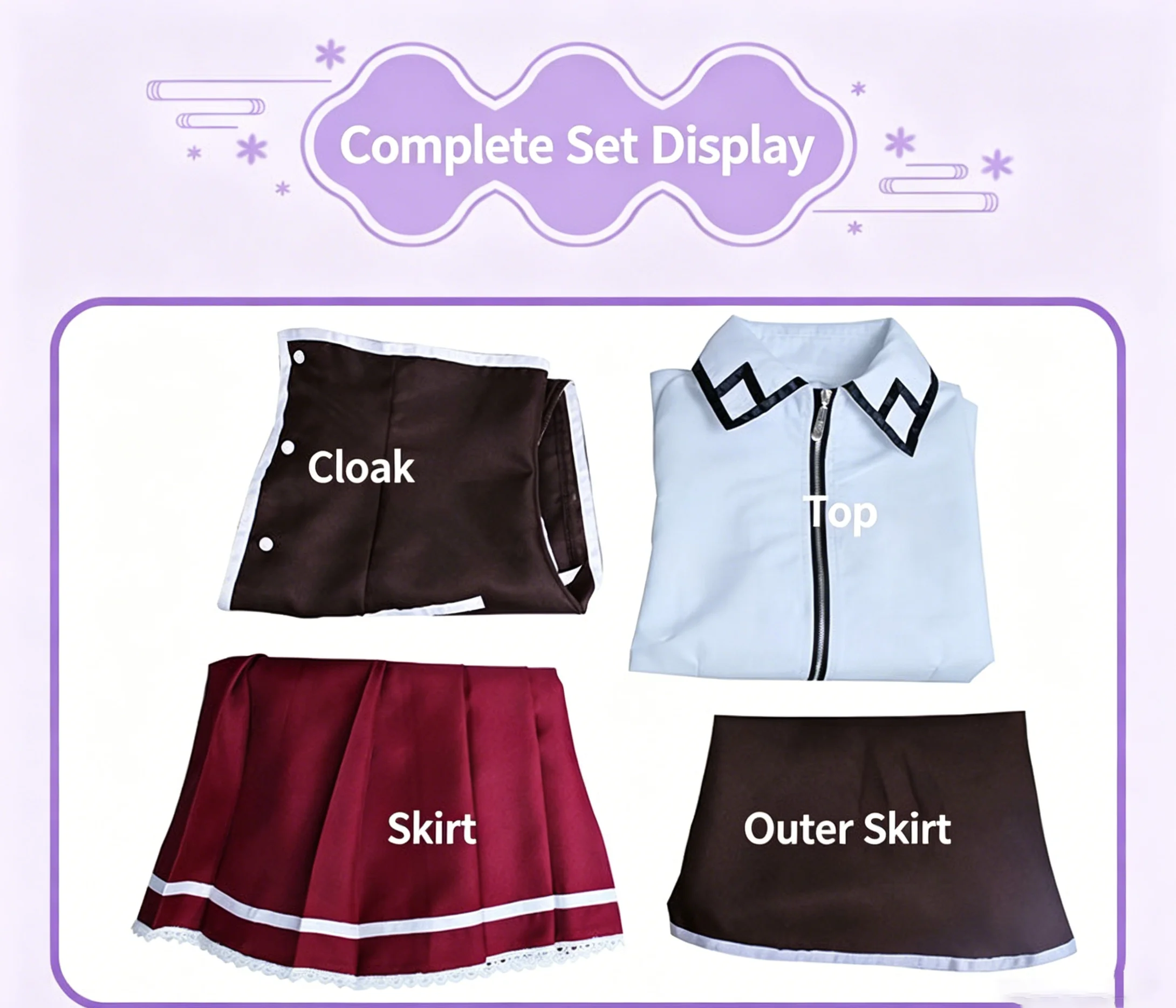 Retro Gothic School Uniform Cosplay Set, Long Sleeve Top with Cape & Pleated Skirt for Themed Parties view 6
