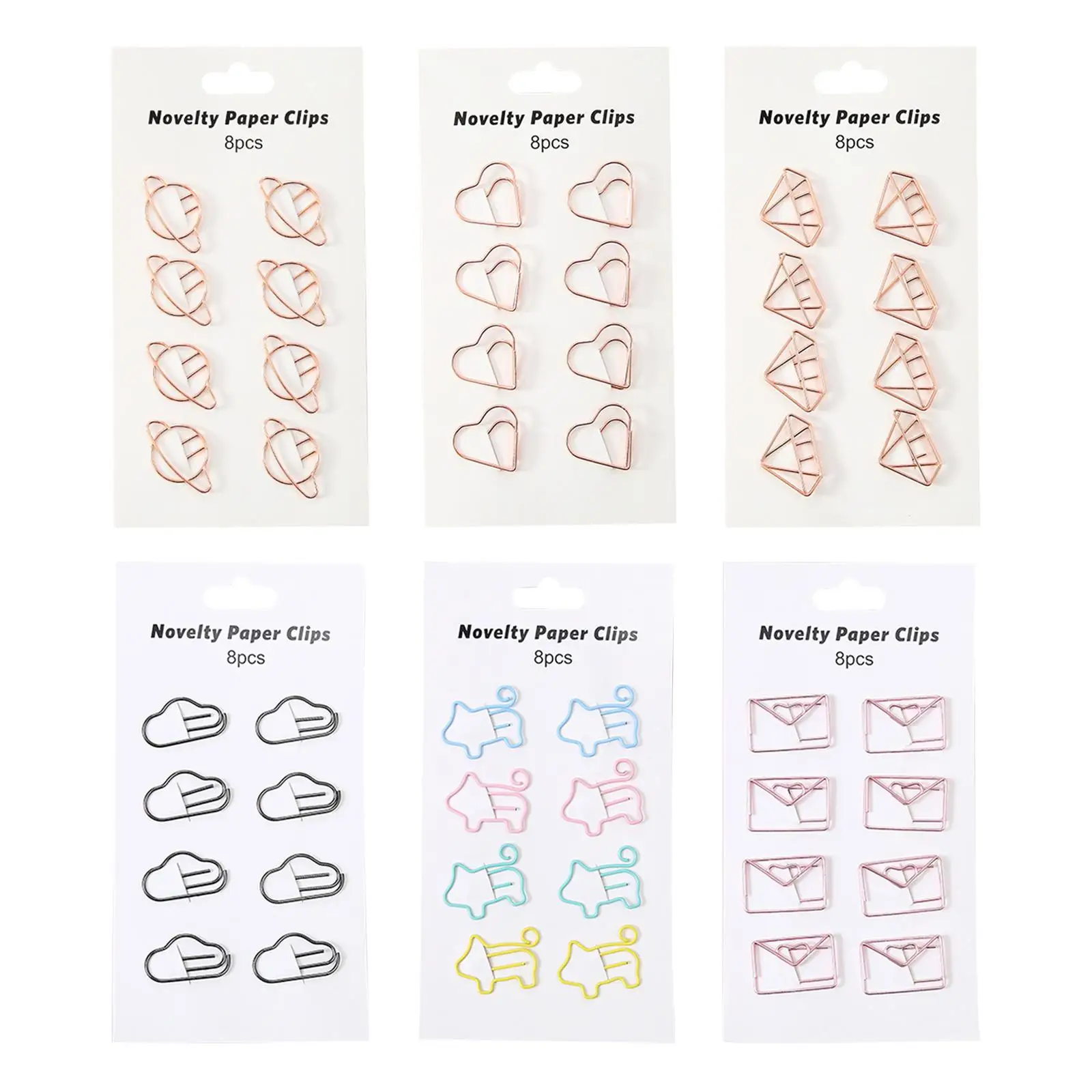 8Pcs Novelty Paper Clips Accessories Reusable Bookmark for Card Party Albums School File Note