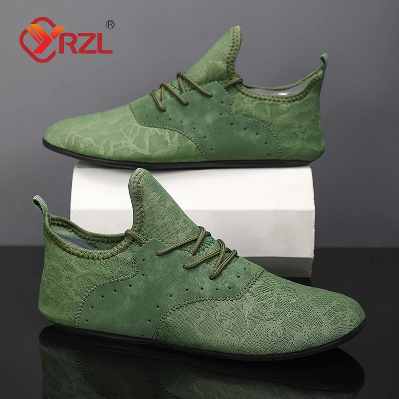 

YRZL Men's Casual Versatile Shoes Fashionable Men Shoes Green Mesh Breathable Walking Shoe Indoor House Casual Flats Man Shoes