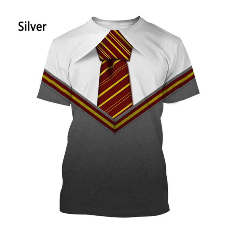 2024 Bow Tie 3D T-shirt Summer Men\'s T-shirt Tuxedo Retro Tie Suit Short-sleeved Street Funny Fake Suit Top Cosplay Clothes