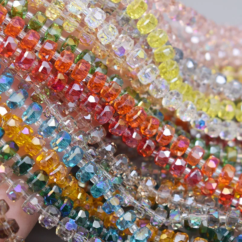 New Color 8mm 30pcs/bag Wheel Shape Crystal Glass Beads Faceted Round Glass Loose Beads For Jewelry Making DIY Bracelets