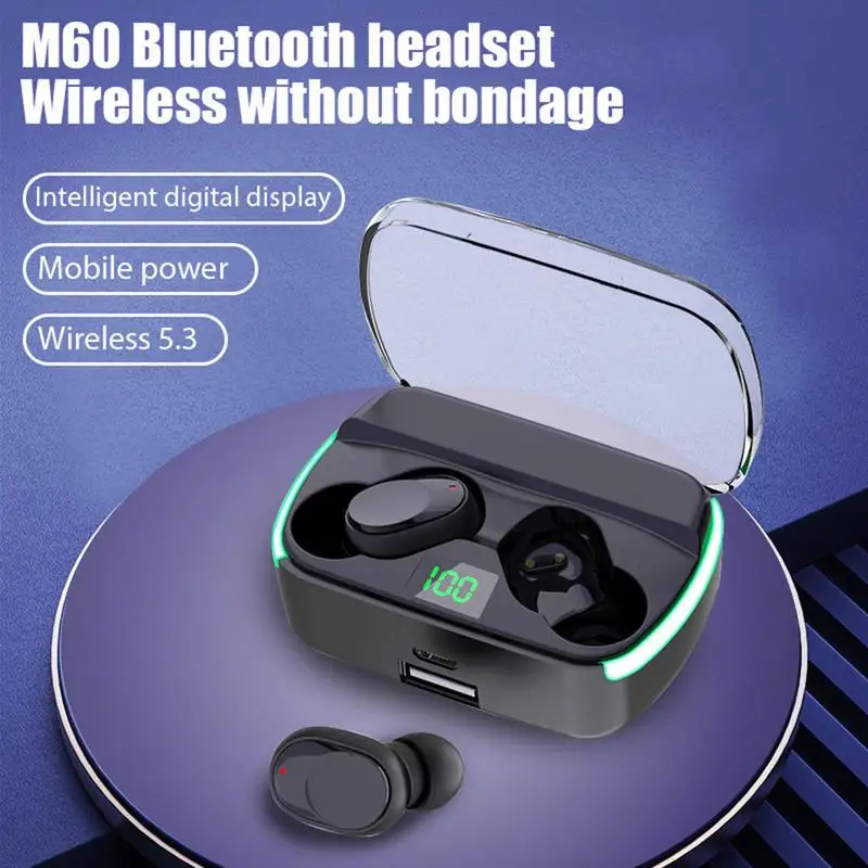 Digital Display Wireless Headset In Ear Wireless Sports Headset Long Battery Life Noise Reduction 5.3 Wireless Earbuds For Gym