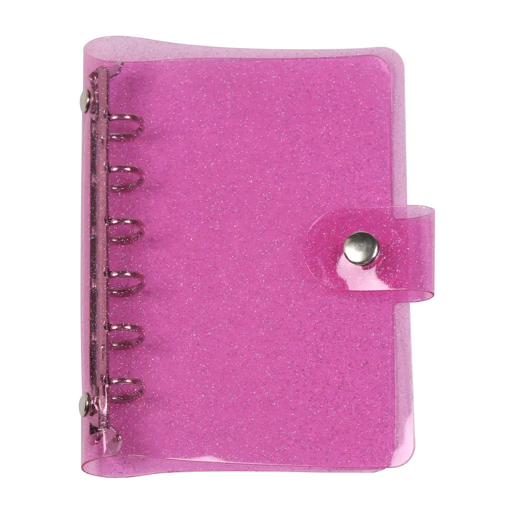 Carpeta de hojas sueltas A5 A6 PVC negro arcoíris negro Rosa cuaderno diario cubierta Bloc de notas planificador Clip nota libro diario planificador Oficina