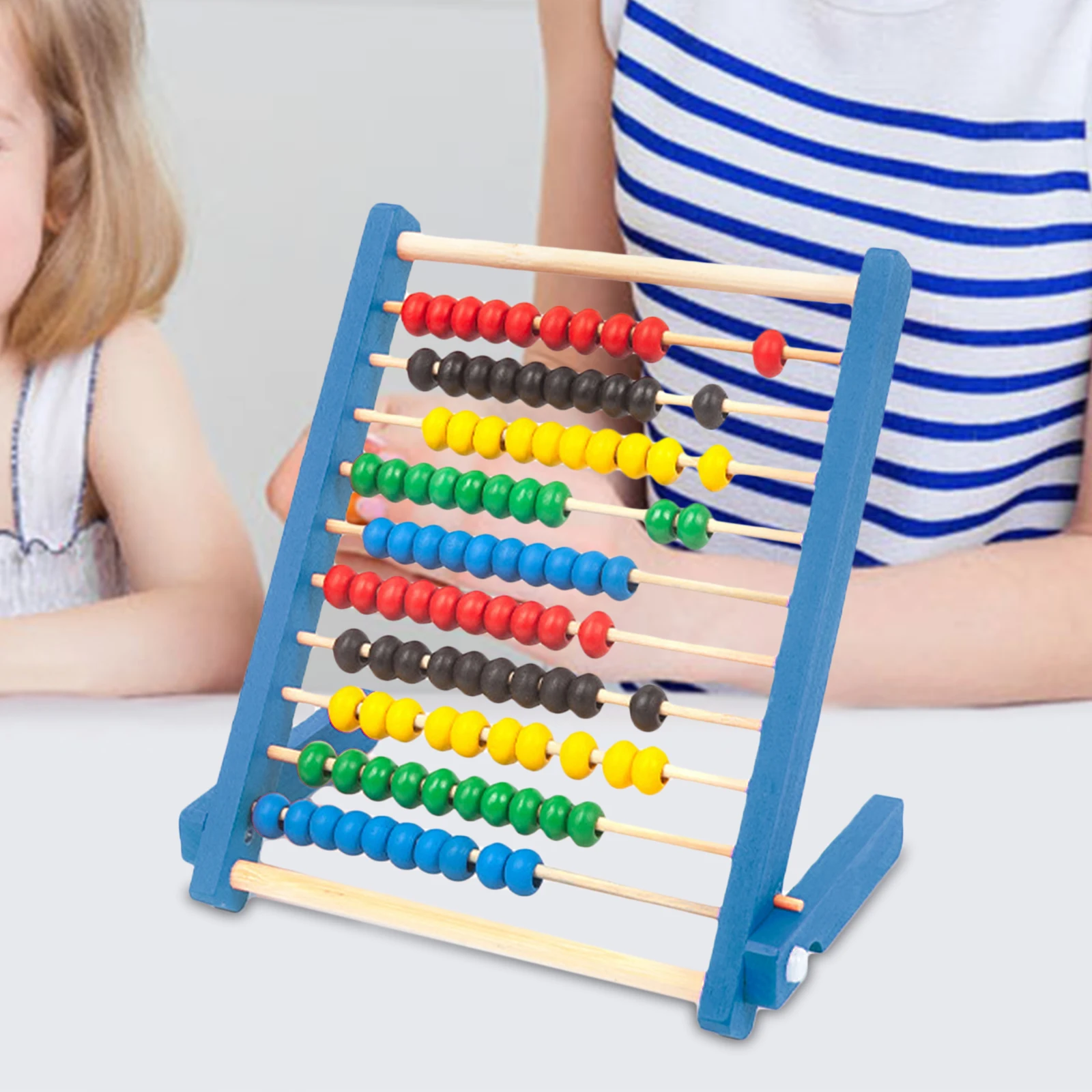 10 Row Wooden Counting Frame Abacus Classic Wooden Math Game Toy Educational Counting Toy for Boys Girls Kindergarten Children