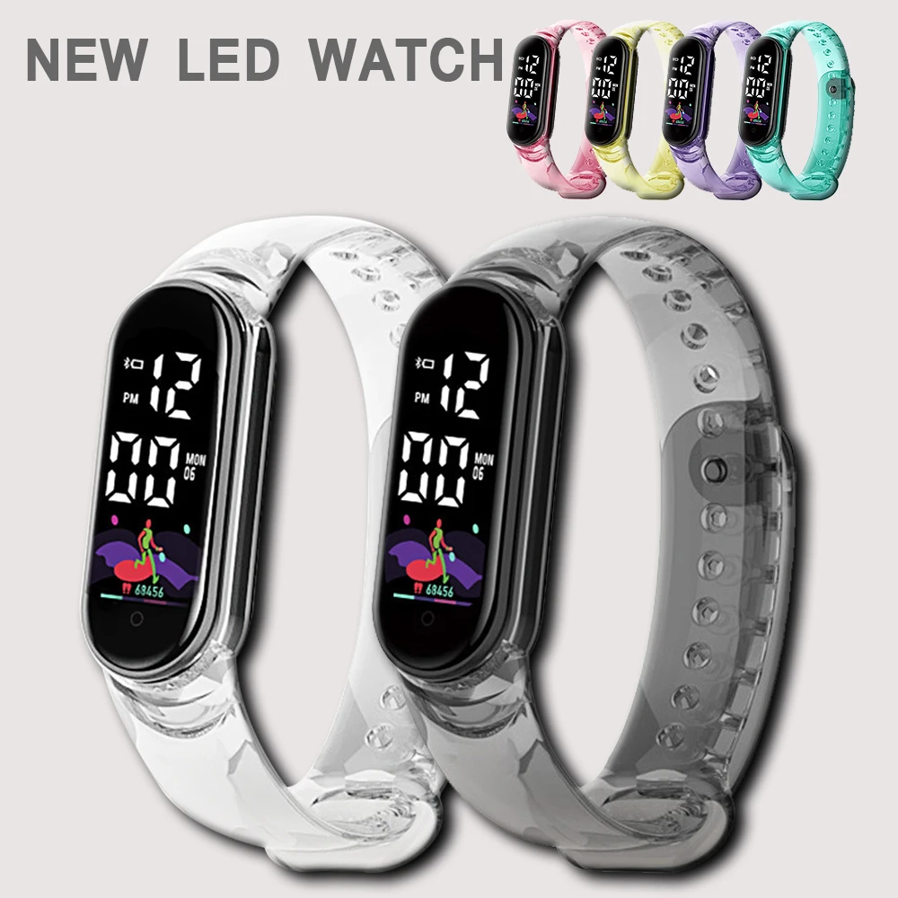 

Led Digital Watch For Women 2023 Sports Calendar Luminous Transparent Strap Ladies Wristwatches Electronic Clock Montre Femmes