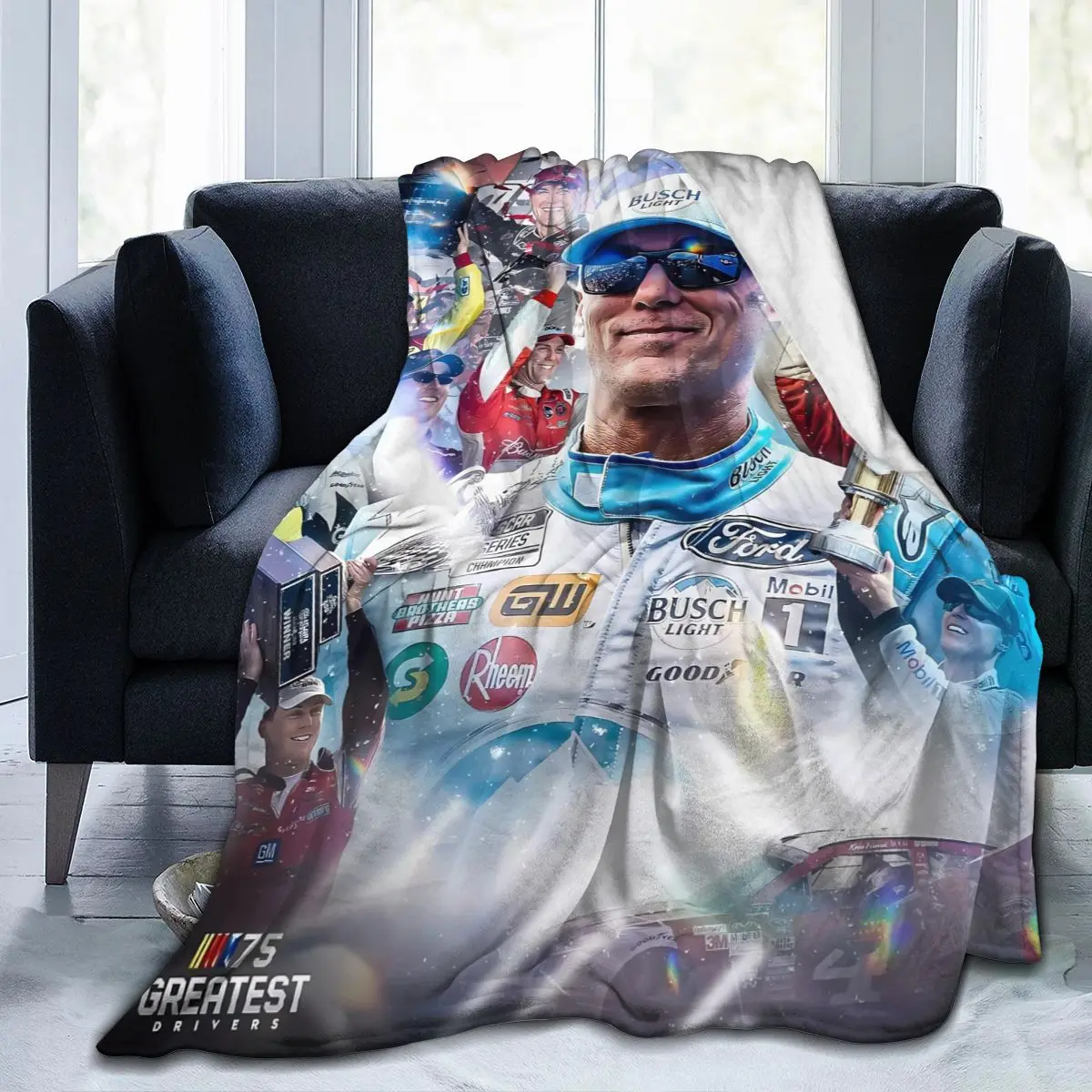 Kevin Harvick 4 All Season Fleece Blanket Throw Ultra Soft Flannel Blanket Digital Printed Premium Fluffy Microfiber Fleece