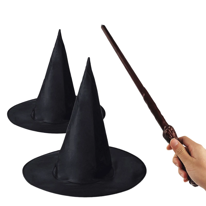 Children Light Up Wizard Wands Sound Illuminating Toy Wizard Hat Halloween Pretend Play Game Party Playhouse Toys for Kids TMZ