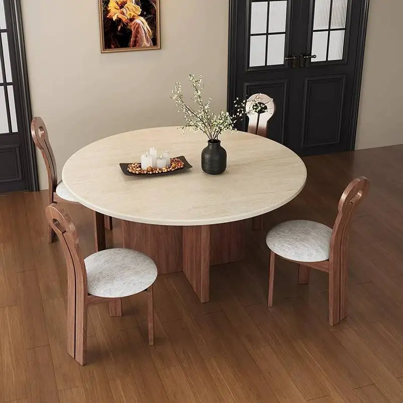 Mesa de comedor de madera para fiesta, sillas de comedor modernas de lujo, Mesa redonda para salón, Mesa nórdica, accesorios para el hogar