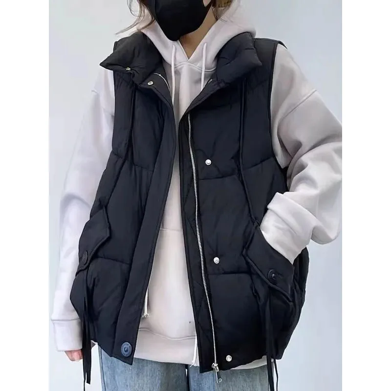 Autumn Winter 2025 New Down Cotton Vest Jacket Women's Fashion Loose Thicken Warm Short Waistcoat Coat Female Casual Ladies Tops