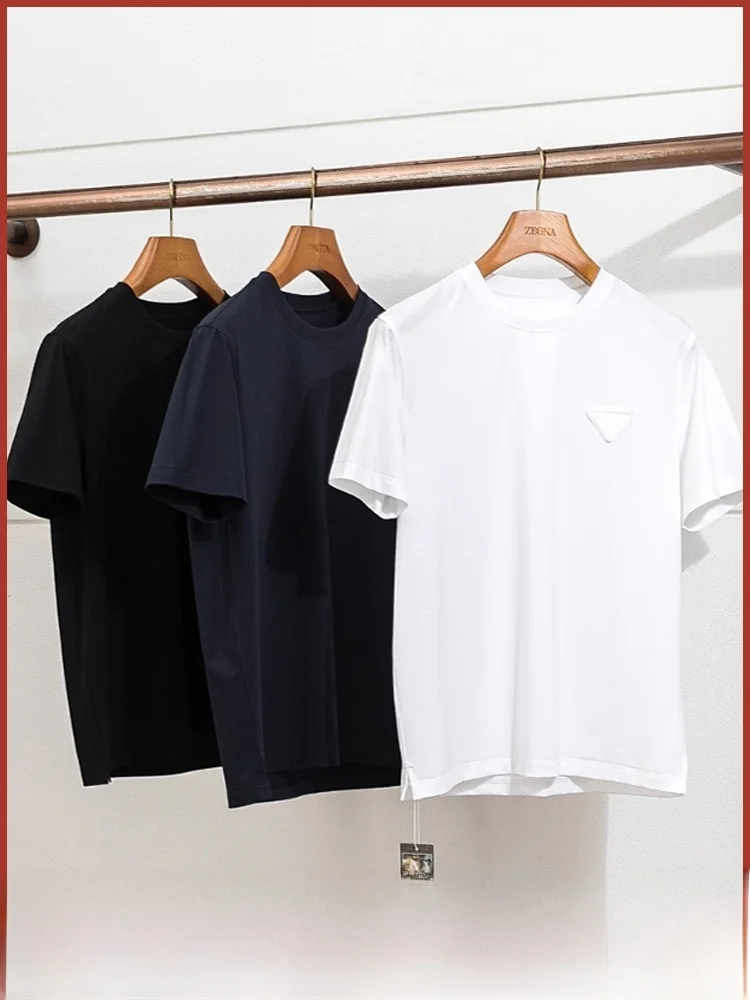 

Classic Evereen Giza45 Long Staple Cotton Men's round Ne ort Sve T-irt Base Layer irt for Youth Spring Summer