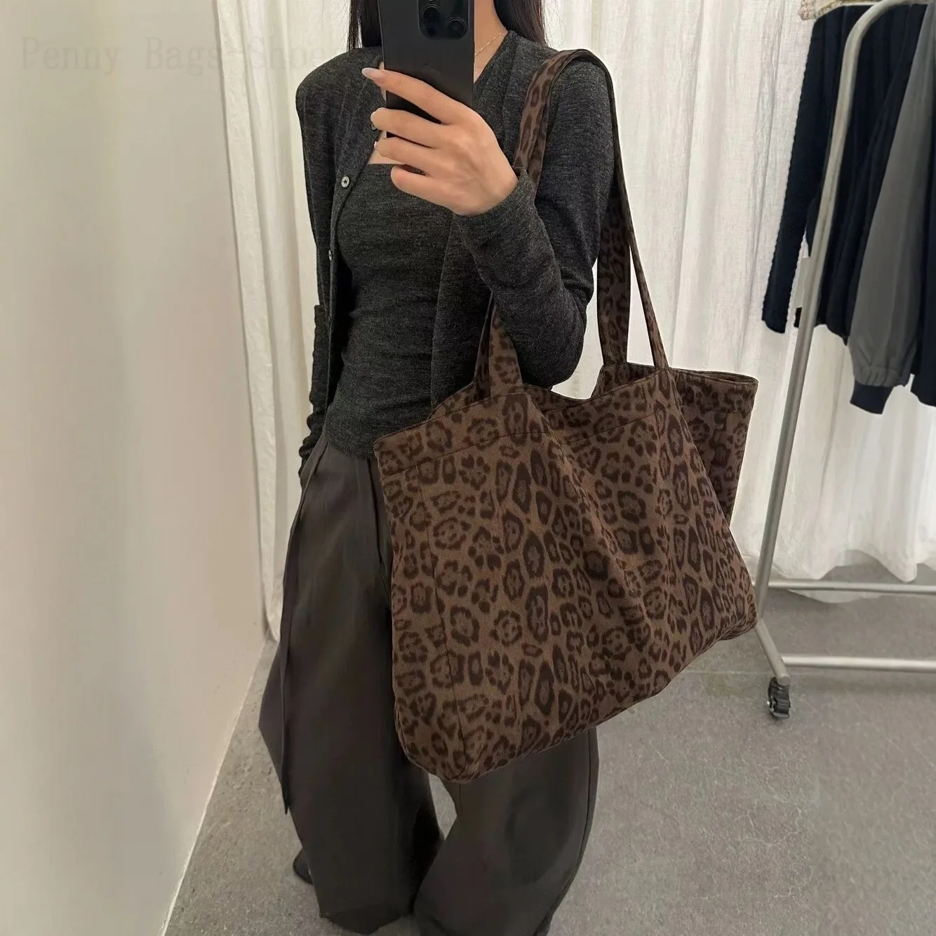 2025 Hot Style Recommended High-Quality Suede Leopard Print Tote Bag Autumn And Winter Thickened Large Capacity Bag For Women