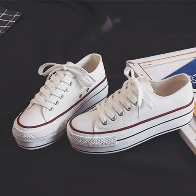 

Heightened Canvas Shoes Women's New Korean Version Shoes Basic Platform Cloth Shoes Spring Little White Women Shoes Trend