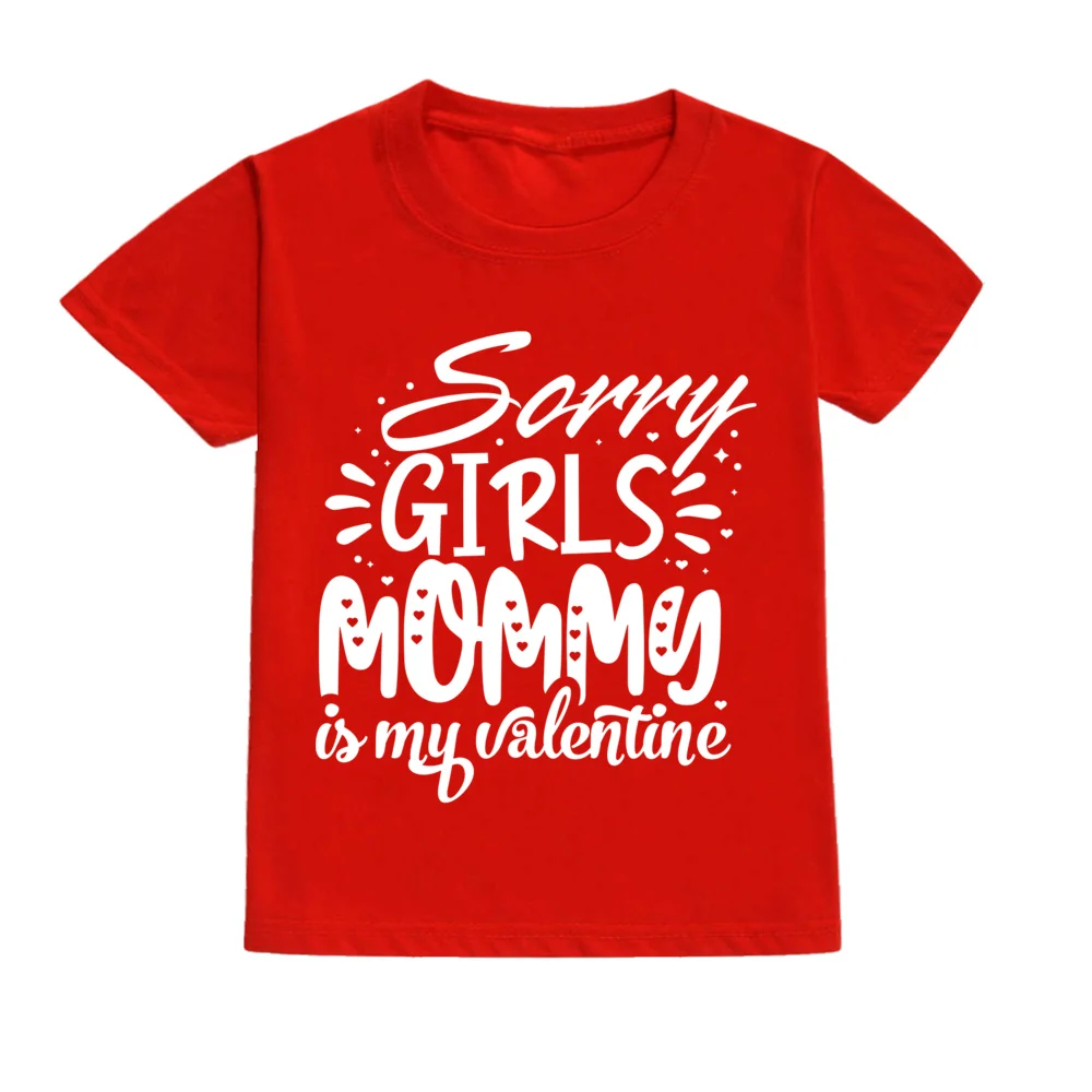 Daddy and Momy\'s Valetine Print Kids T Shirt Child Red Shirts Tops Boys Girls T-Shirt Valentine\'s Day Party Gifts Casual Clothes