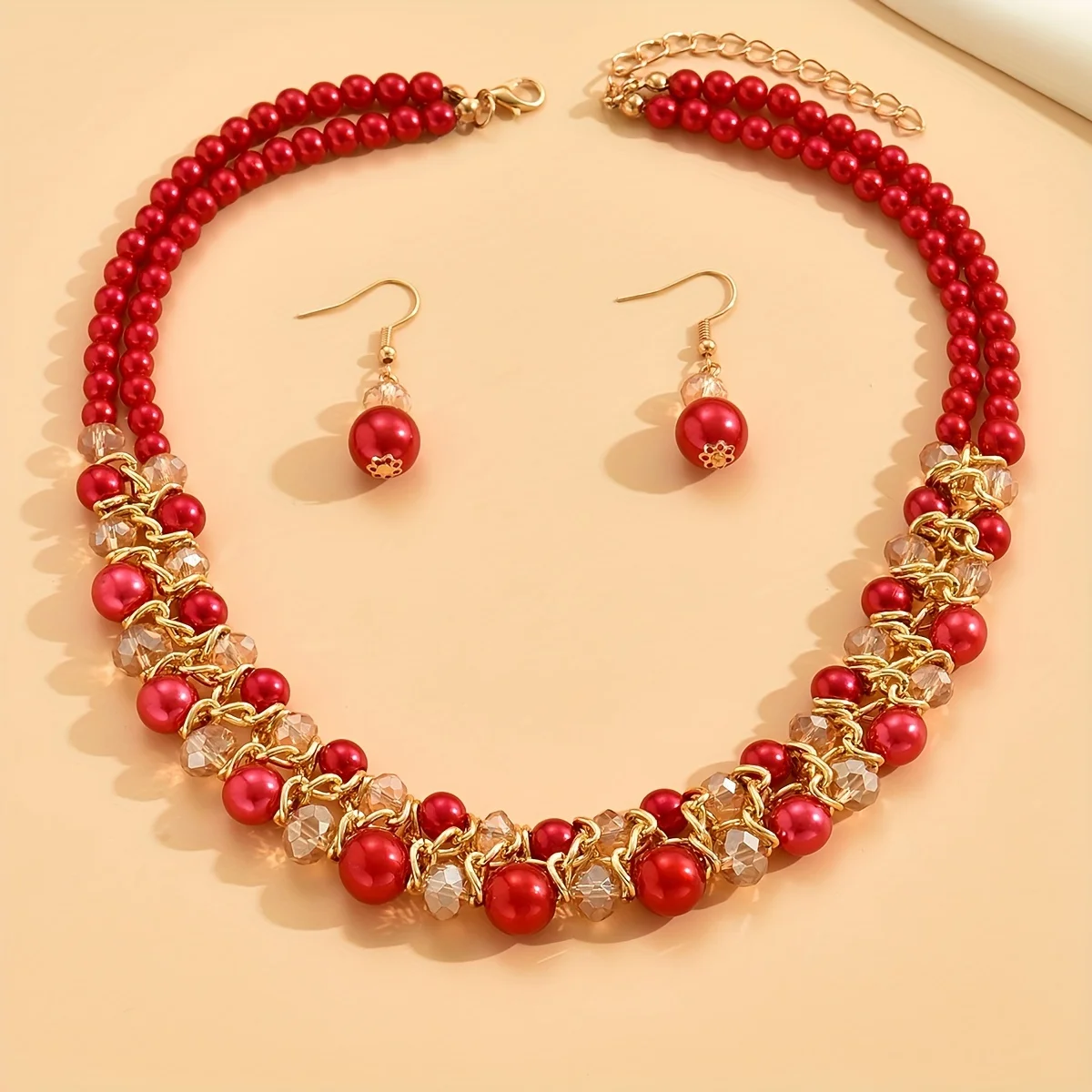 Earrings Plus Necklace Boho Style Jewelry Set Made Of Gemstones Double Layer Necklace Dupes Luxury Jewelry For Evening Party