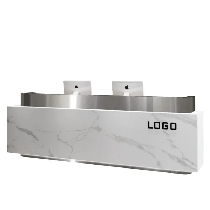 Mostrador de tienda, mesas de recepción, jarra de destilación de café Beauty V60, escritorios para ordenador, caja registradora para salón de movimiento de negocios