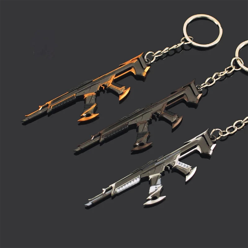 9cm Valorant Gun Keychains Kuronami No Yaiba Vandal Alloy Keyring Game Peripherals Schoolbag Mini Gun Pendant Accessories Gifts
