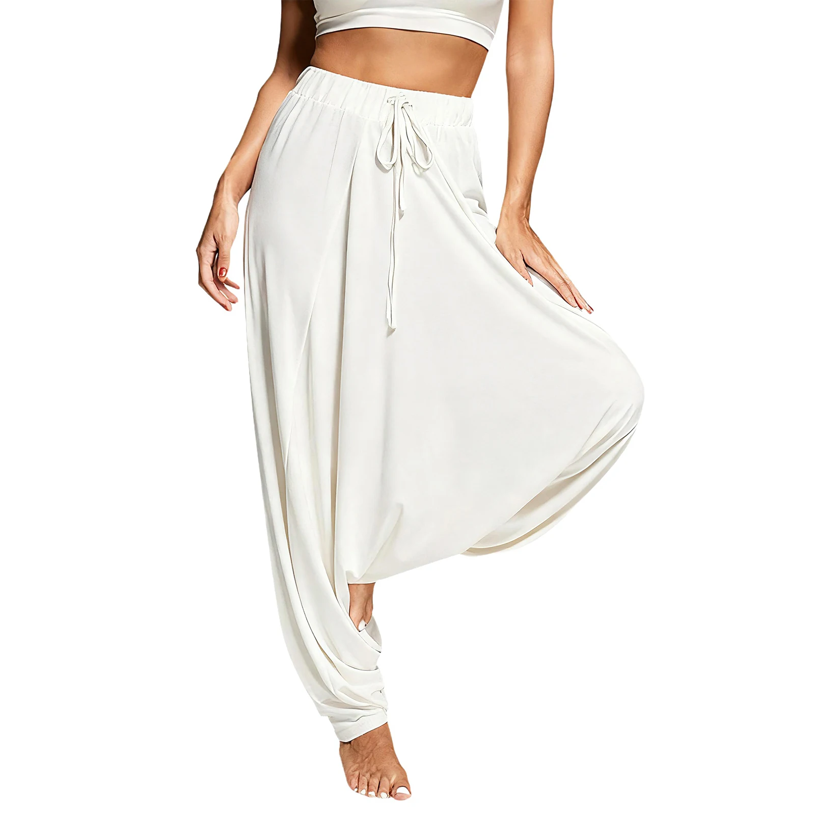 Erwachsene, einfarbig, dehnbar, Baggy-Yoga-Sporthose, lockere Damenhose für lässige Pilates, Workout, Fitness, Urlaub, Wandern