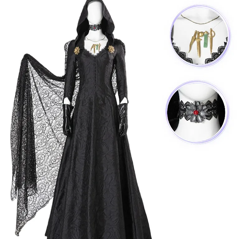 

Moth Lady Evil Cosplay Costume Village Vampire Lady Dimitrescu Halloween Carnival Party Clothing