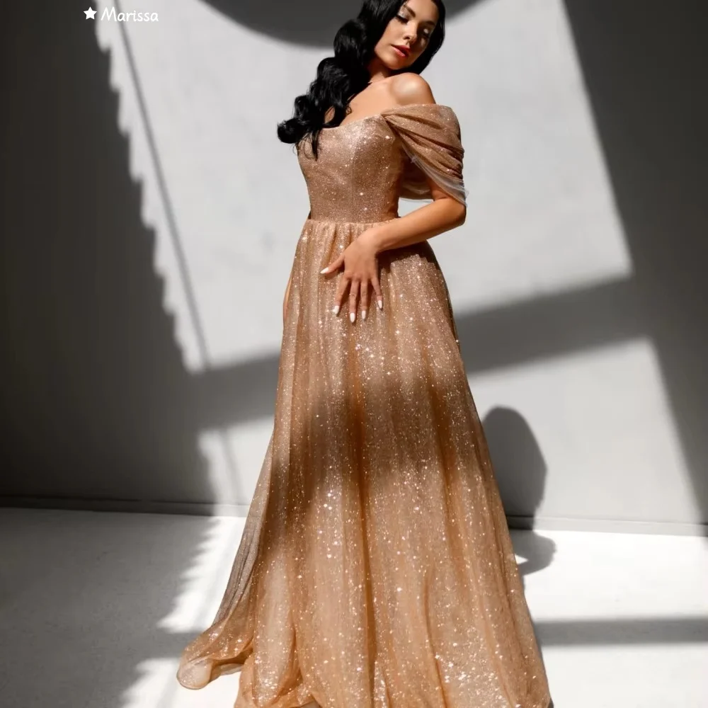 فساتين سهرة ماريسا للمناسبات الخاصة لامعة مصنوعة حسب الطلب خط فستاين سهرة/فساتين الحفلات خارج الكتف للنساء فستان سهرة 2025 حفلة موسيقية