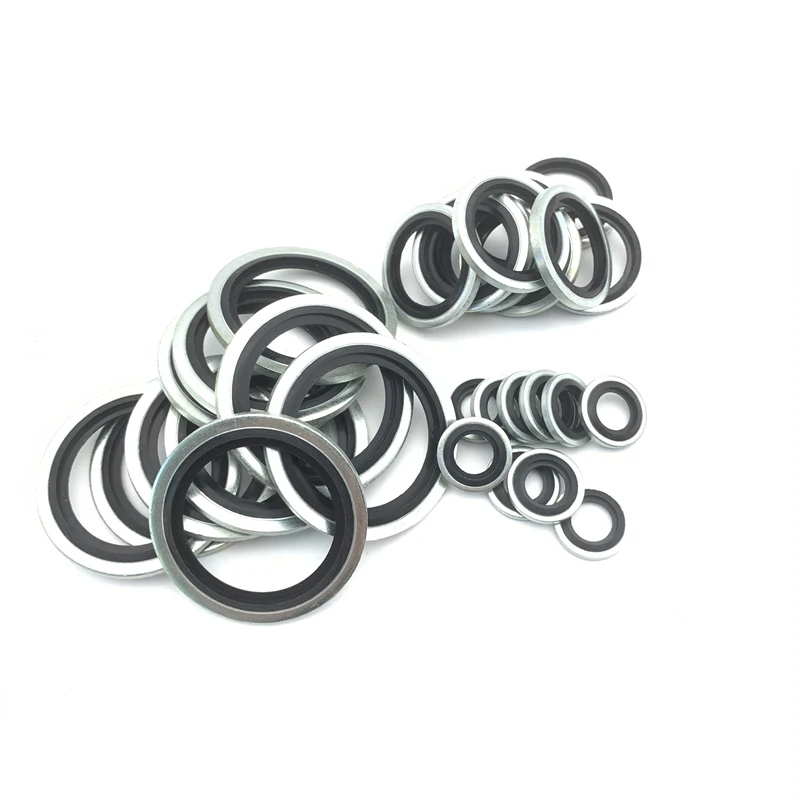 Carbon Steel And Stainless Steel+Rubber FKM British Oil Drain Plug Gaskets Sealing Ring G1/8~G2 Combination Gaskets Sealing Ring