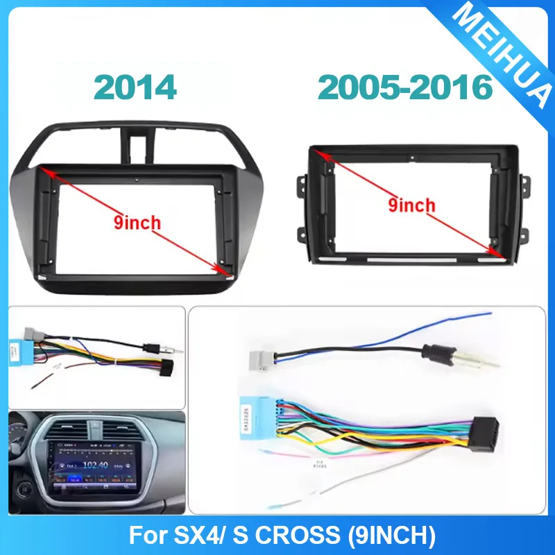 

For SUZUKI 2005-2016 SX4 S CROSS/FIAT SEDICI 9INCH Car Radio Fascias Installation Dash Frame Panel Gps Mp5 Android Player Trim