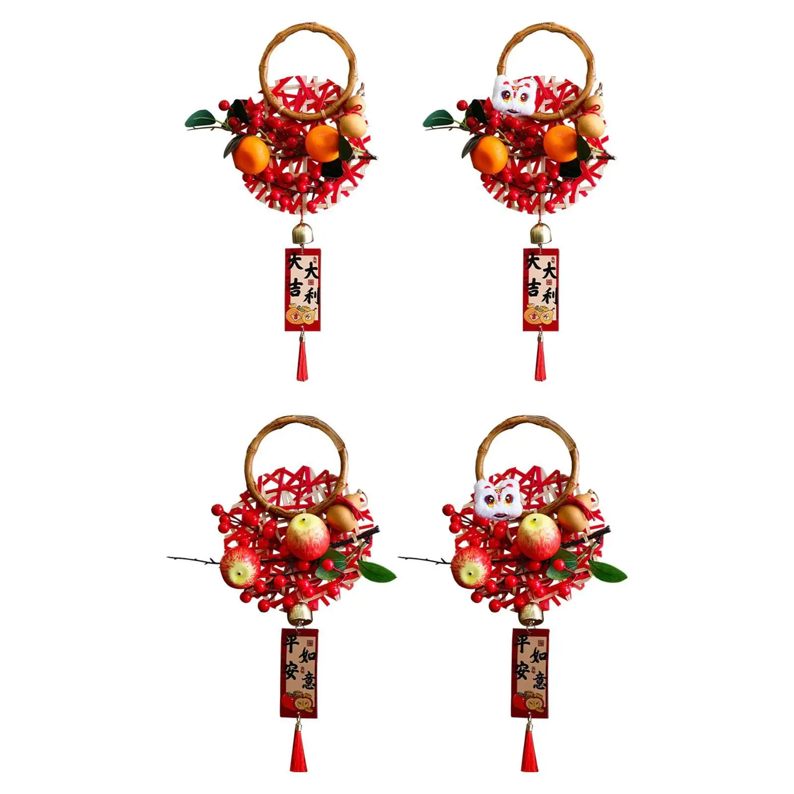 Door Hanging Wreath Chinese Lunar New Year Door Handle Pendant and Tassels for Kitchen Bathroom Living Room Bedroom Home Decor