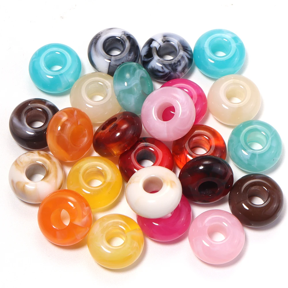 50 Stück 14x7mm zweifarbige Acrylperlen mit großem Loch, Abakus-Perlen als Abstandshalter für Schmuckherstellung, DIY-Halsketten, Armbänder, Schlüsselanhänger – Detail 6