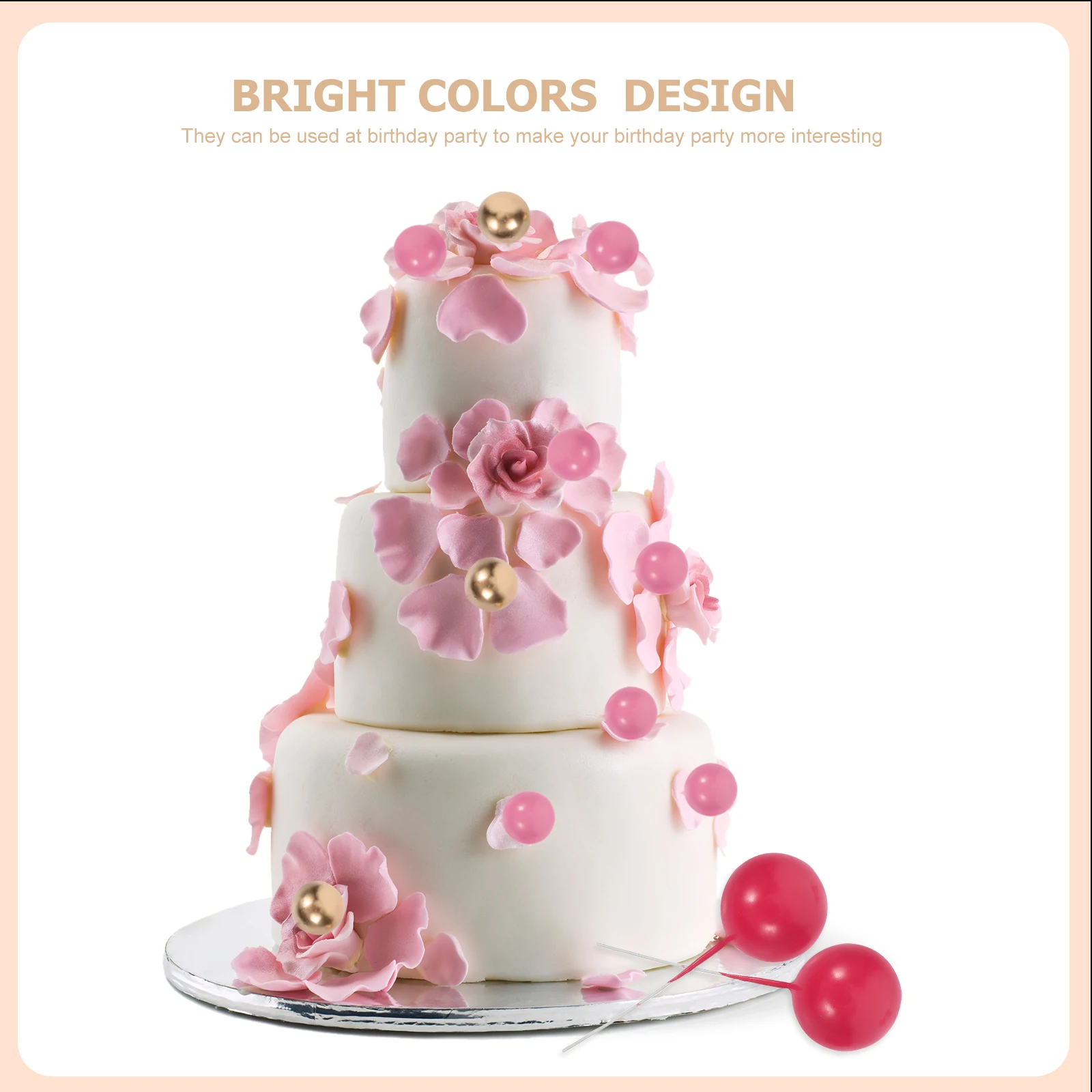 

80pcs Cake Decorating AddIns 2cm 3cm Balls Gold Pink White Rose Cupcake Toppers Birthday Decorations Balloon Accessories Dessert