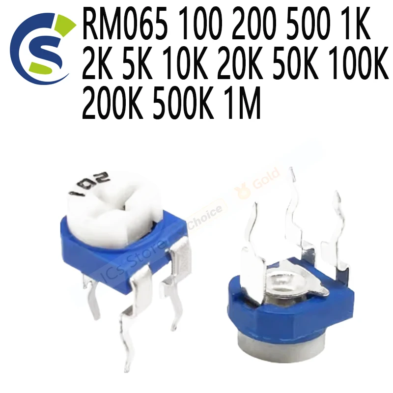 10 sztuk/partia RM-065 omowy Trimpot Potencjometr Regulowany Rezystor Zmienny RM065 100 200 500 1K 2K 5K 10K 20K 50K 100K 200K 500K 1M