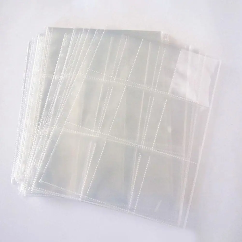 50Pcs 9-Pocket Clear Photo Card Sleeves for Ring Binder 11-Hole 3-Ring Compatible Top-Loading Page Protectors for Stamp