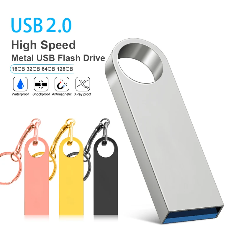 USB 플래시 드라이브 2.0 플래시 펜드라이브, 메탈 스틱 펜 드라이브, 고속, 128GB, 64GB, 32GB, 16GB, 8GB, Cle USB2.0, 8GB, 16GB, 32GB, 64GB, 128GB 