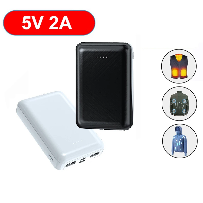 

5V 2A Power Bank 20000mAh Portable Charger Powerbank For iPhone Samsung Xiaomi Cooling Fan Heated Vest Jacket External Battery