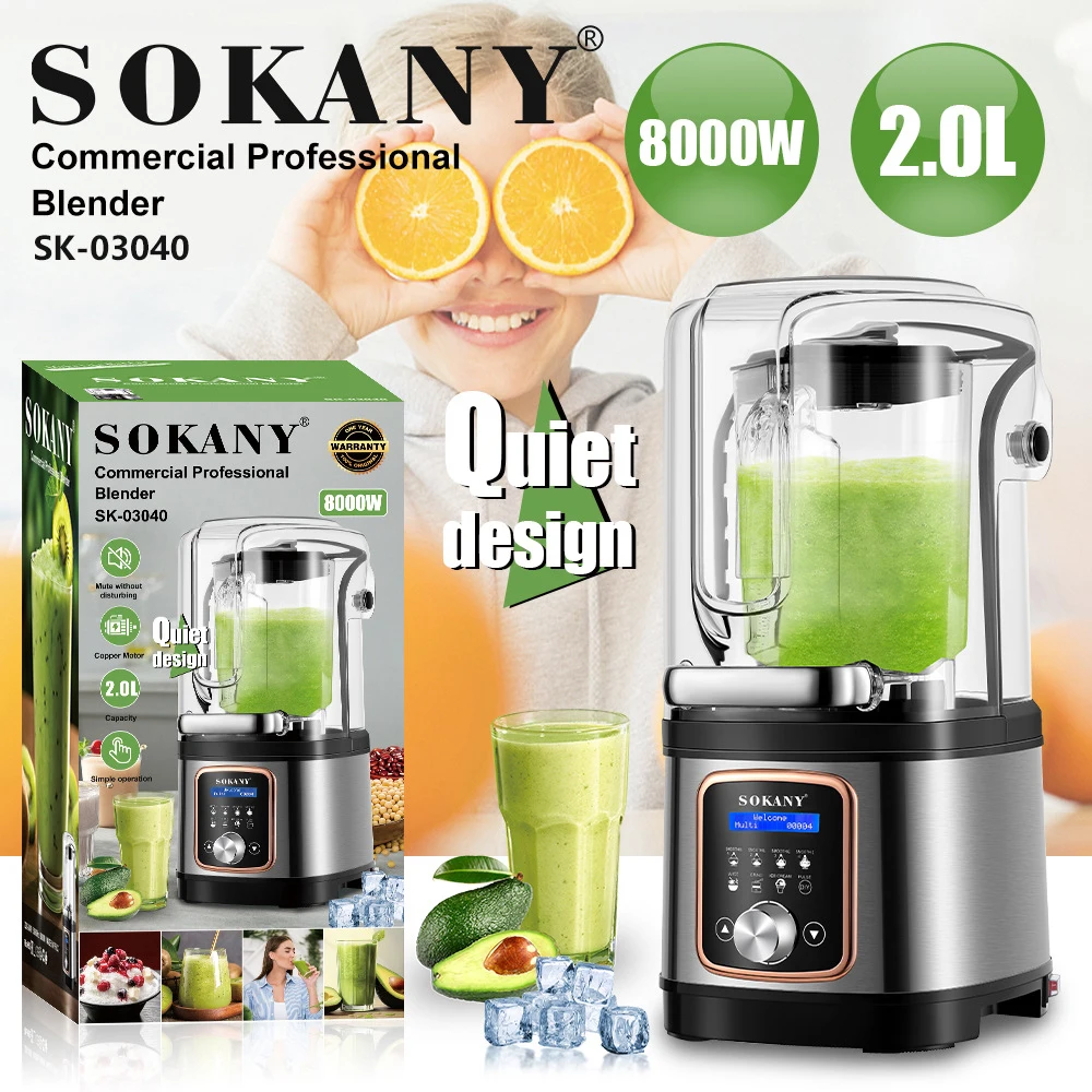 Houselin Professional Grade Blender - Soundproof & Quiet Commercial Blenders,8000W Watte, Perfect for Fruits, Shakes, Smoothies