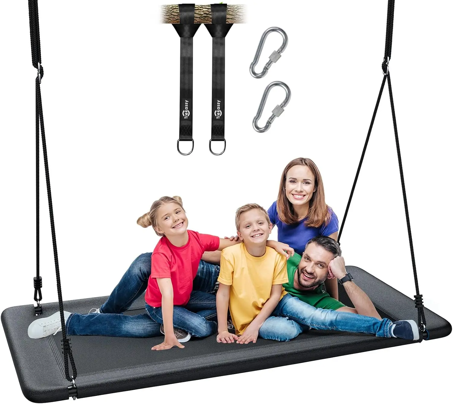 

60" Large Rectangle Platform Tree Swing for Kids Adults, 700lb Capacity Outdoor Flying Swing, 900D Oxford Waterproof Giant Swing