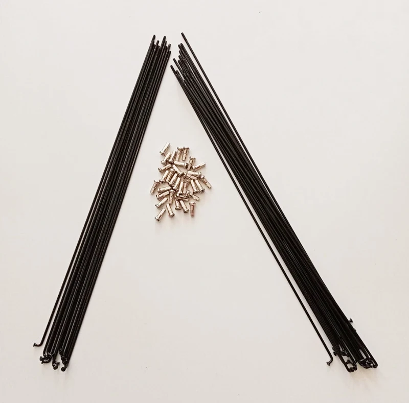 Bike Stainless Steel Spokes,Black,Mountain Racing , J Bend with Nipples, 14G 304, 12mm, 82mm-298mm, High Quality, 36Pcs