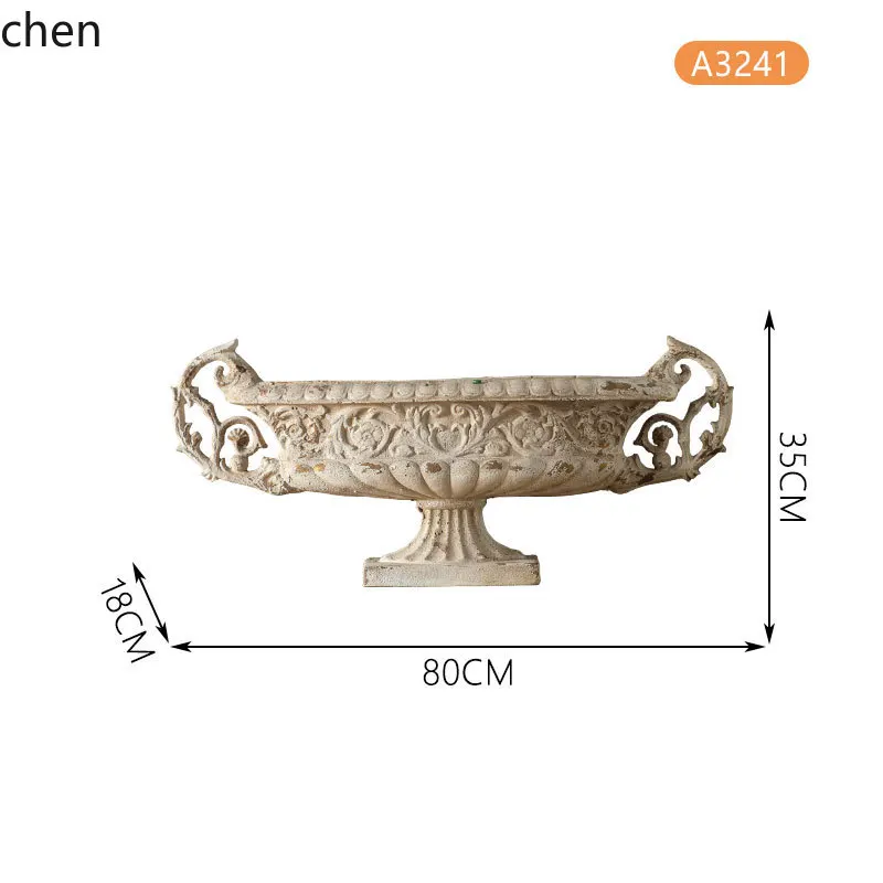 ZML embossed flower pot ornament for landscaping, large potted plant vintage decoration, entryway table accessory