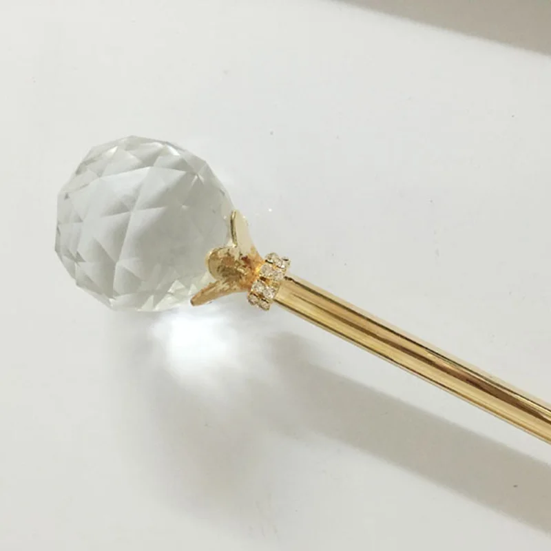 

Fairy Wands Scepter Wand Walking Cane for Wedding Queen Crystal Wand Gold Color Royal Princess Round Crystal Ball Scepter