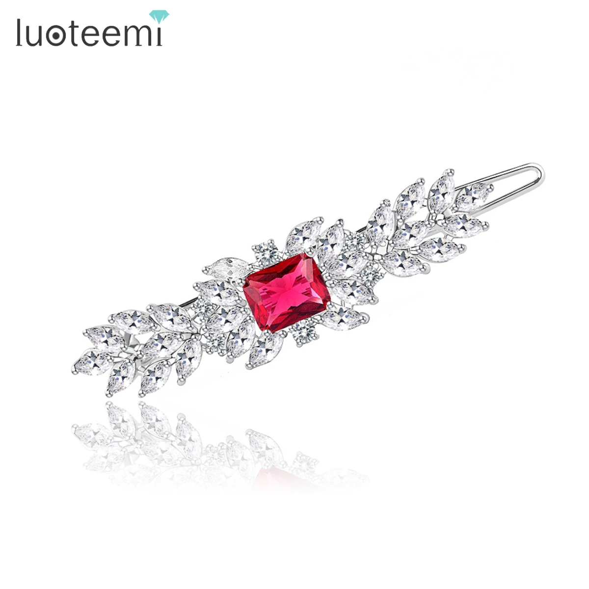 LUOTEEMI Korean Luxury Fashion Simulated Gemstones Hair Clips for Women Bridal Wedding Hair Accessaries Ceremoney Birthday Gifts