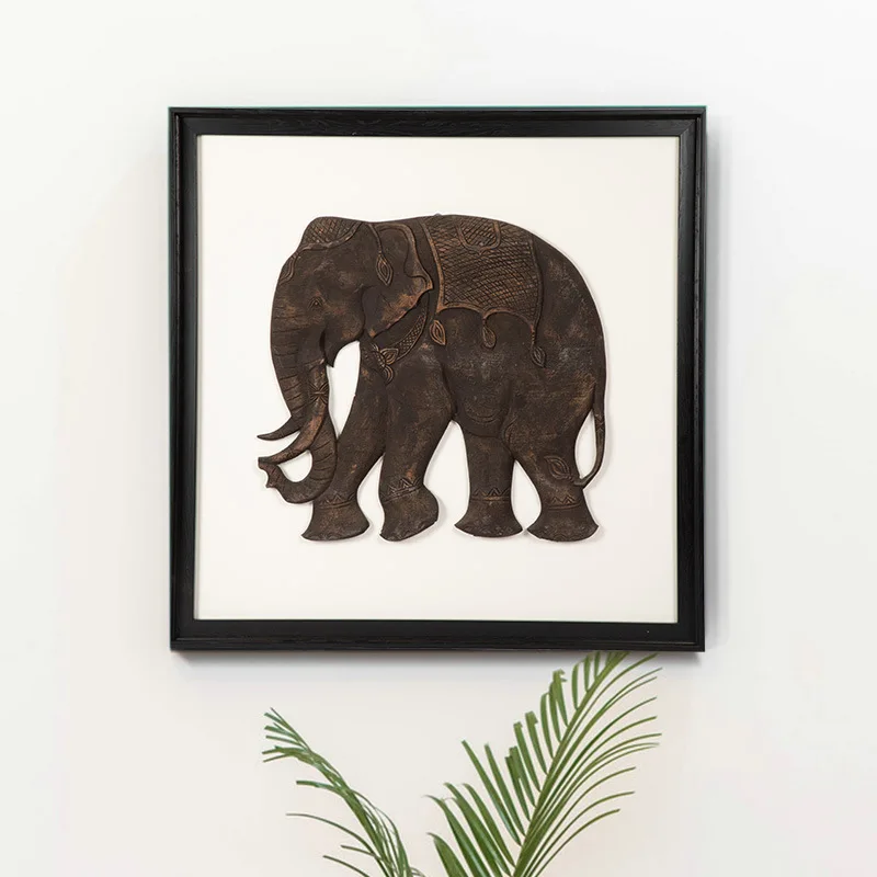 Thailand Embossed Decorative Painting Living Room Bedroom Elephant Physical Picture New Chinese Designer Restaurant Paintings