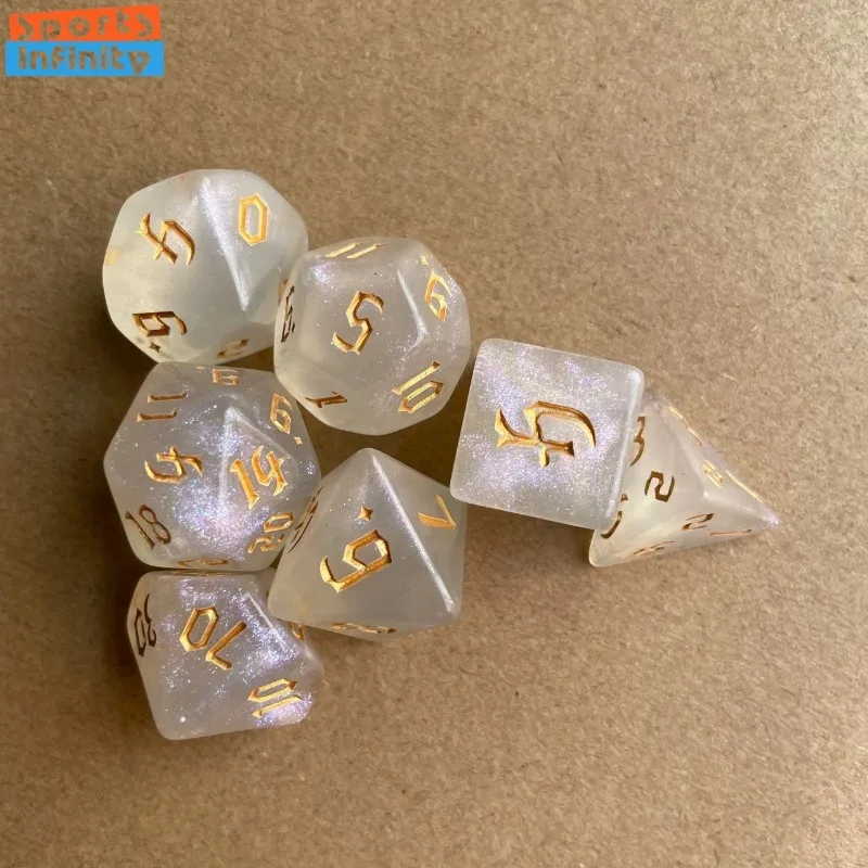 7 Pcs/Set New Polyhedral Dice Number Dice DND Dice Set for DND TRPG RPG COC D20 D12 D10 D8 D6 D4 Party Table Game