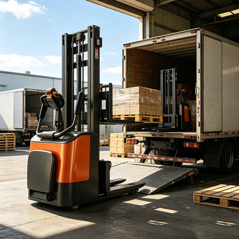Warehouse Material Handling Full & Semi Electric Pallet Stacker Walkie Stacker Truck Optional