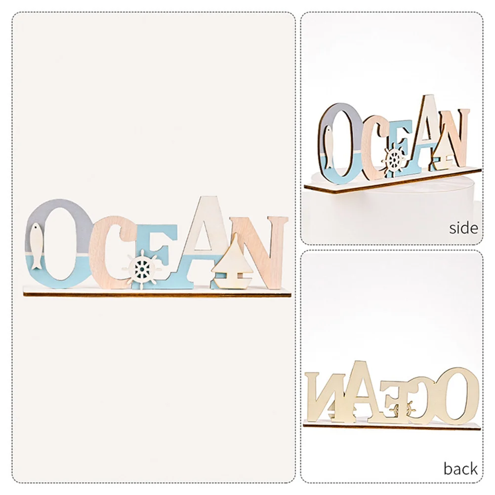 Ornaments Mediterranean Style Wooden Ocean Sign Office Decor Home Delicate Letter Creative Emblems Table Desk Word