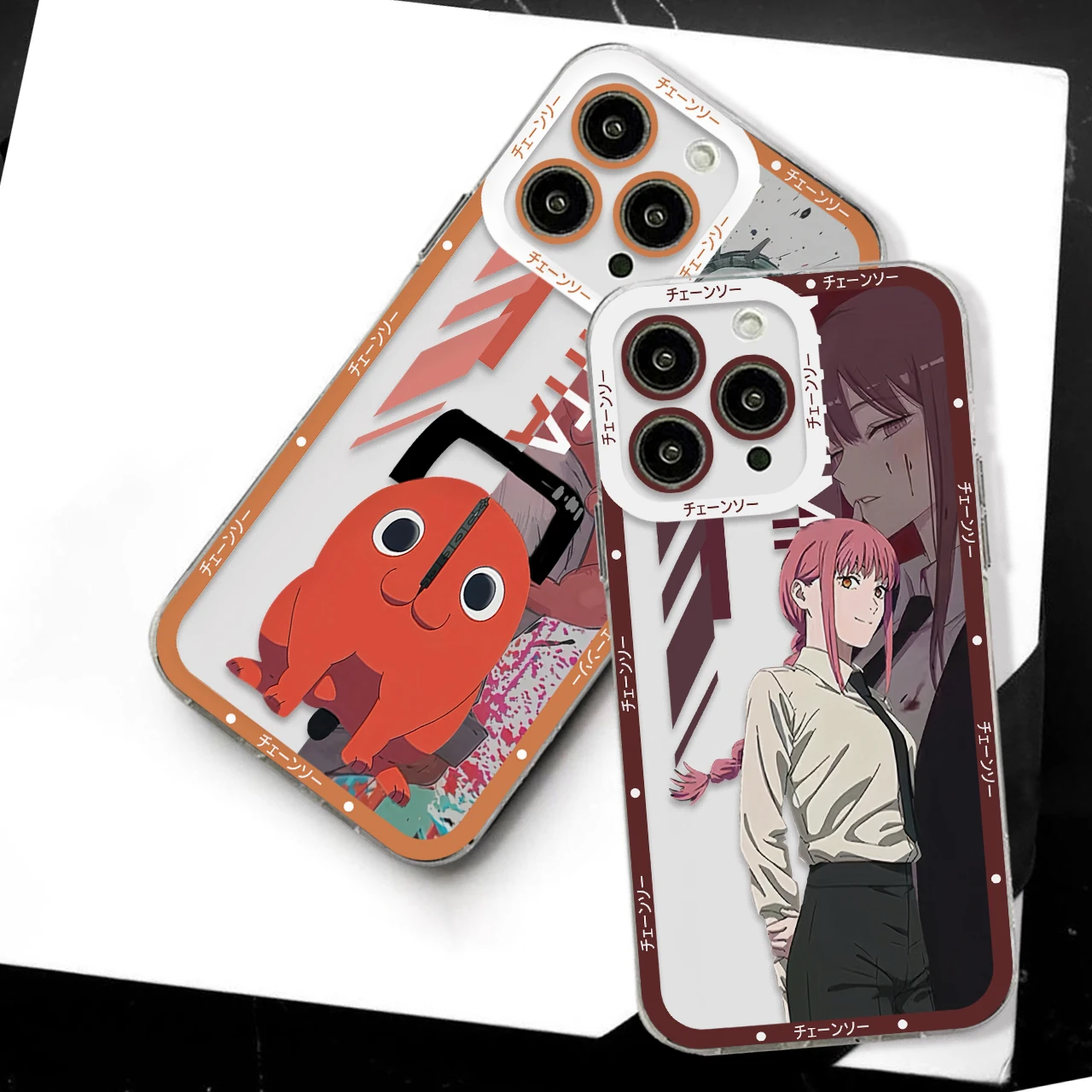 Motoseghe Mans Anime Makimas custodia per telefono per iPhone 15 14 13 12 Mini 11 Pro Max X XR 7 8 Plus Cover trasparente in Silicone morbido