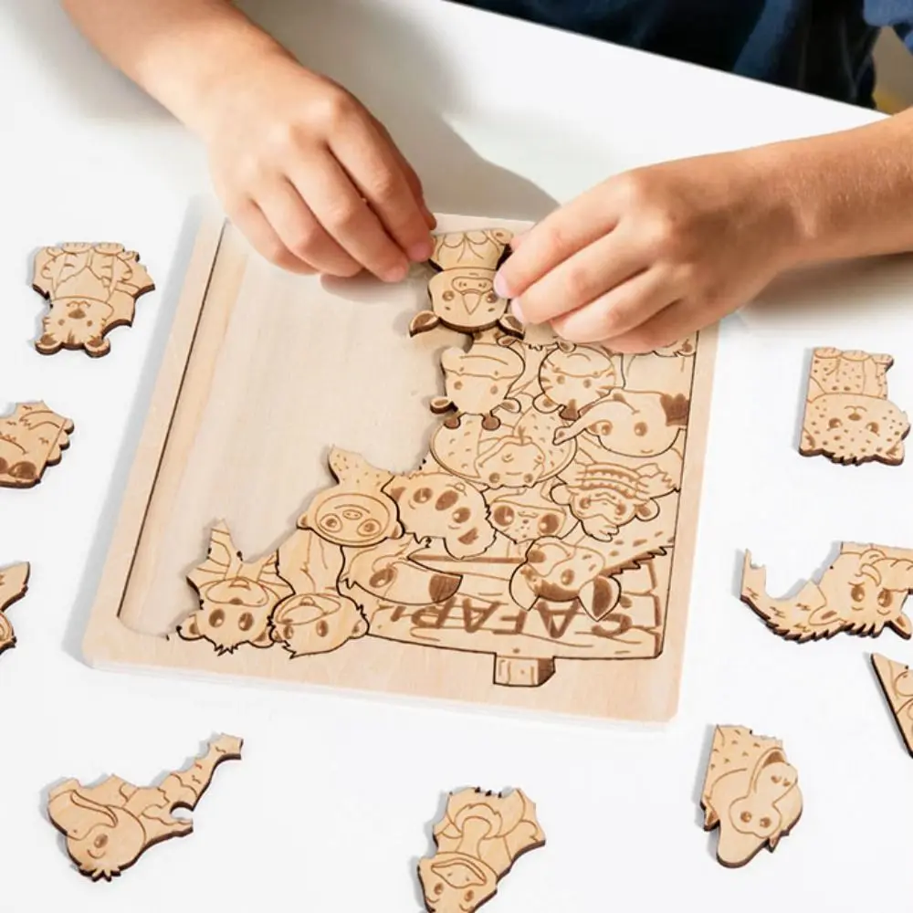 Animaux de la forêt dinosaure Puzzle stimulant casse-tête dessin animé forme Puzzles irrégulier bricolage forme animale Puzzles jeu familial