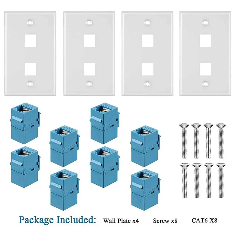 DT39 12 Pieces 2 Port Ethernet Wall Plate RJ45 Cat6 Female to Female Jack Inline Coupler Face Plates for Home Office Network