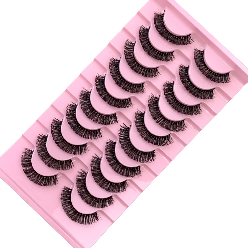 Russian Strip Lashes Fluffy Mink 10 Pairs 3D Russian Volume Handmade Fake Eyelashes Extensions Wispy Lashes Makeup Cilios